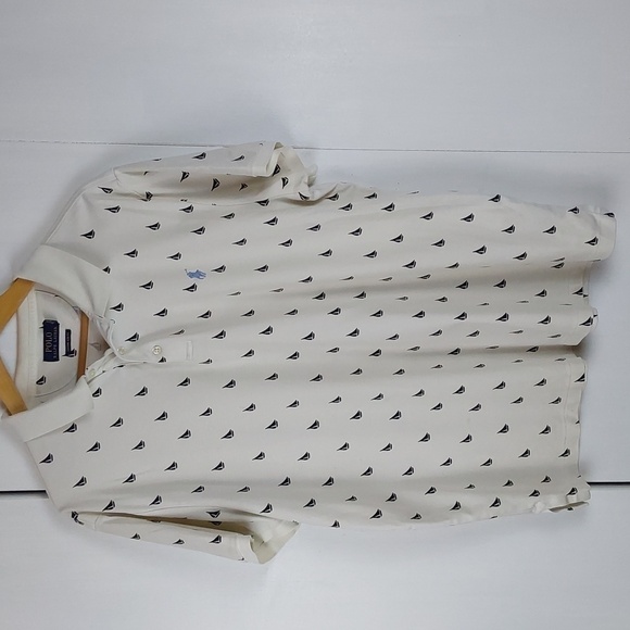 Ralph Lauren Mens White Polo / Blue Sailboats Blue PONY Soft Preppy Sz.XL - Picture 2 of 11